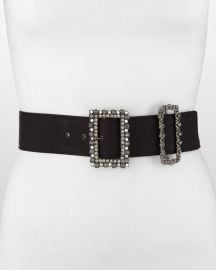 Lanvin Crystal-Buckled Grosgrain Belt  Black at Neiman Marcus